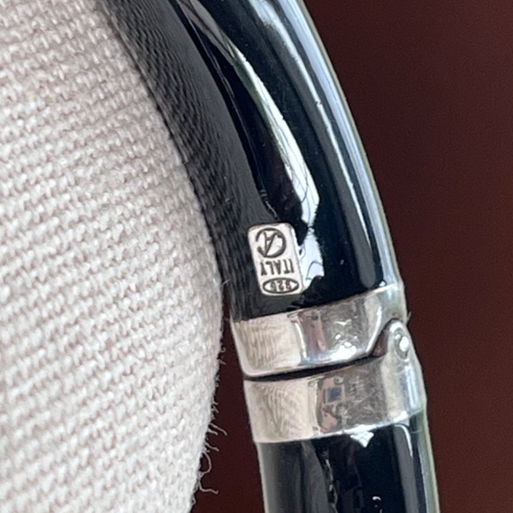 Arte d'Argento vintage sterling silver and enamel panther head hinged bracelet - Picture 4 of 15